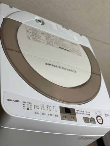 送料・設置込み可　洗濯機　7kg  SHARP 2017年