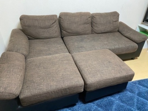 オットマン付き3人かけソファー