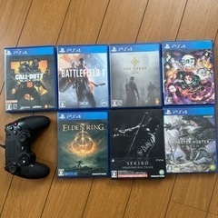 PS4ホワイト、ソフトおまけ、コントローラ他社物の画像