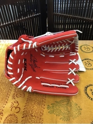 未使用 保管品 軟式用グローブ SSK 右投げ オレンジ ホワイト