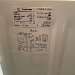 【受付終了】SHARP 洗濯機　2016年製の画像