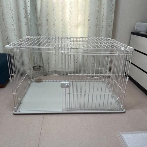 ペットサークル　ケージ　屋根付き　マットホワイト　使用期間３ヶ月弱　美品　幅113×奥行79×高さ65.5