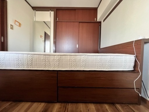 NITORI semi double bed frame セミダブルベッドフレーム収納、マトレス付き