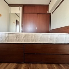 NITORI semi double bed frame セミダブルベッドフレーム収納、マトレス付きの画像