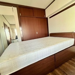 NITORI semi double bed frame セミダブルベッドフレーム収納、マトレス付きの画像