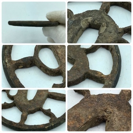 m1216502 鍔 刀の鍔 刀装具 江戸時代 骨董品 アンティーク 甲冑 時代劇 戦国武将 日本刀 柄 家紋 侍 刀 コレクター 中