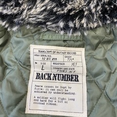 BACK NUMBER バックナンバー　Lサイズ　ミリタリー ヴィンテージタイプの画像