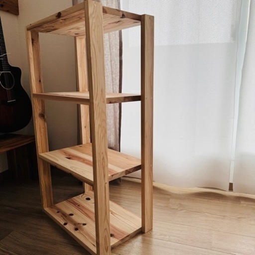 杉無垢材のコの字家具 / オープンラック 【公式通販】 お相手決まりました/杉無垢材三段フリーラック/キッチンカウンターやキャンプ用品収納、本棚にも