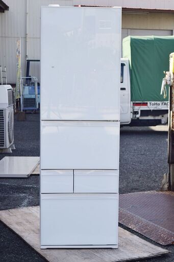 ★東芝/TOSHIBA★5ドアノンフロン冷凍冷蔵庫 411L タッチオープン ガラストップ 自動製氷 ベジータ/VEGETA GR-U41GXH(EW) 22年製 幅60cm