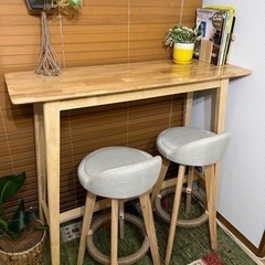 バーテーブル+チェア2脚セット