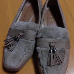 タッセル　ファー　ローファー　秋冬　LLサイズ