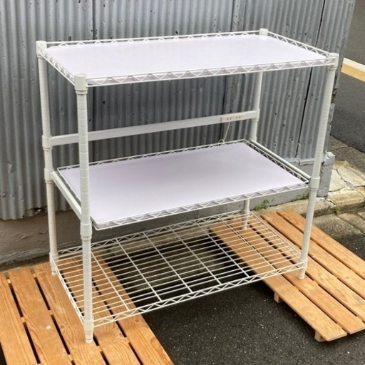 引出し付きキッチンラック　ホワイト