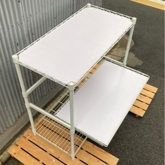 引出し付きキッチンラック　ホワイトの画像