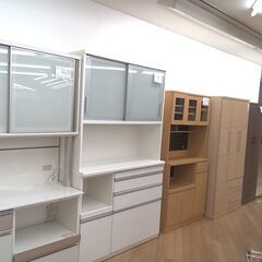 ★ジモティ割あり★ ベルーナ 食器棚 ナチュラル H182×D40×W89 クリーニング済み TK1208の画像