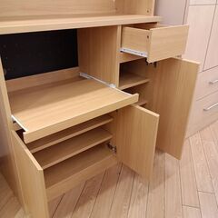★ジモティ割あり★ ベルーナ 食器棚 ナチュラル H182×D40×W89 クリーニング済み TK1208の画像