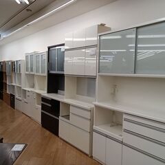 ☆ジモティ割あり☆ 松田家具 食器棚 ホワイト H206×D49×W140 クリーニング