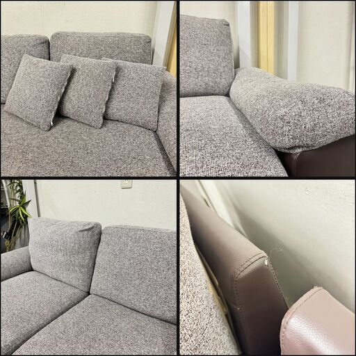 W 15278  モダンデコ 3人掛けカウチソファ　L字ソファ　   ◆大阪市内・東大阪市他 5,000円以上ご購入で無料配達いたしま