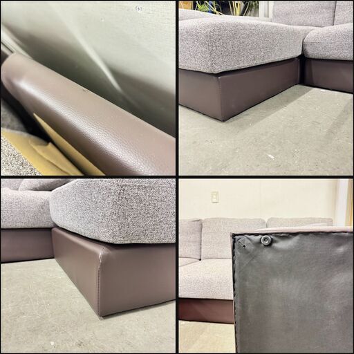 W 15278  モダンデコ 3人掛けカウチソファ　L字ソファ　   ◆大阪市内・東大阪市他 5,000円以上ご購入で無料配達いたしま