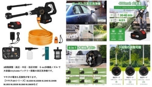 電動高圧洗浄機 充電式 未使用品