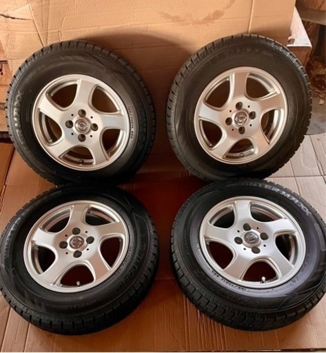 185/70r14 スタッドレスWINTERMAXX ダンロップ　2018年製　ホイールセット　日産　純正　オプション　14インチ 4穴　PCD100 5.5j ラシーン