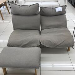 ★ジモティ割あり★  オットマン付き2人掛けソファ ベージュ H93×D120×W145 クリーニング済み HJ1648
