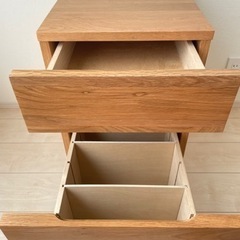 【無印良品】無垢材キャビネット（引出２段） の画像