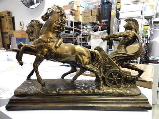 ローマ戦車 ブロンズ調 置物 インテリア チャリオット 戦闘用馬車 騎士 馬 銅像 ロココ  札幌市 中央区 南12条