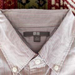 ユニクロ　L　UNIQLO　長袖　ポロシャツ　ストライプ　メンズの画像