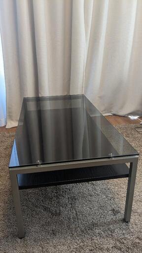 ローテーブル ソファテーブル 幅110cm ガラス リビング ダイニング 収納付き スタイリッシュ