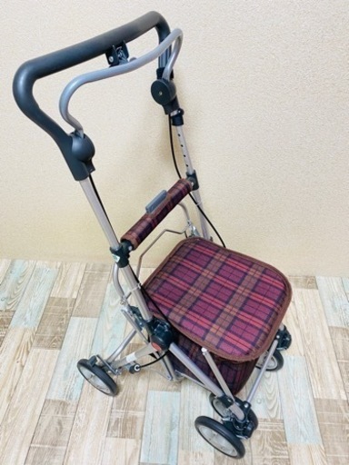 【美品】須恵廣工業 シルバーカー スイートⅢ チェックワイン