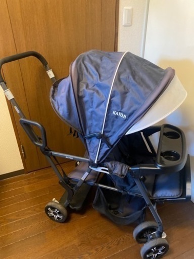 【取引中】カトージ　2人でゴー　2人乗りベビーカー　レインカバー付き