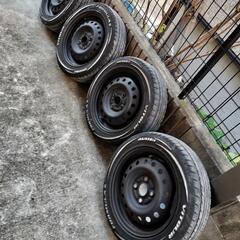 軽自動車などに　タイヤ鉄チンホイール4本セット　ホワイトレター