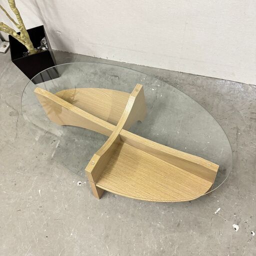  15302  AZUMAYA オーバルテーブル　センターテーブル　ローテーブル   ◆大阪市内・東大阪市他 5,000円以上ご購入で