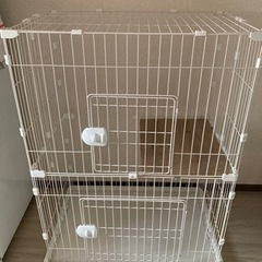 宮崎市　引取希望　3日のみ使用　アイリスオーヤマ　ワイドペットケージ　猫　2段タイプ　ゲージの画像