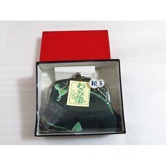 ■未使用・緑色系がま口・わさび染