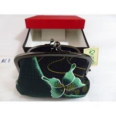 ■未使用・緑色系がま口・わさび染の画像