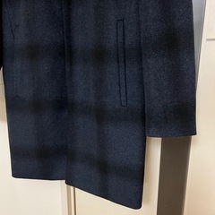 Theory セオリー Belvin チェックスタンドカラーコート ネイビーの画像