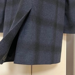 Theory セオリー Belvin チェックスタンドカラーコート ネイビーの画像