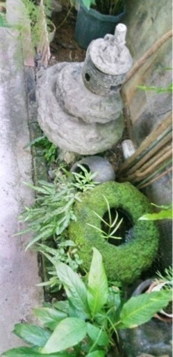 手水鉢と灯籠