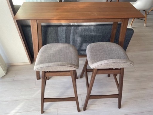 【状態良】ニトリ フィルン カウンターテーブルとチェア×2脚セット　引取優先