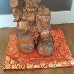 伝統工芸 木彫り 二俵 大黒天 甚金 七福神 縁起置物