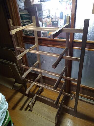 昭和レトロ 木製 折畳み お膳棚 膳立/アンティーク 飾り棚 展示棚 配膳台 オープンラック 折畳みラック 古民家 カフェ 店舗什器\n
