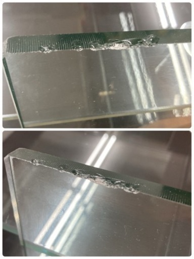 S168 ★ トップガラスローボード ブラック ガラス棚 幅113cm USED