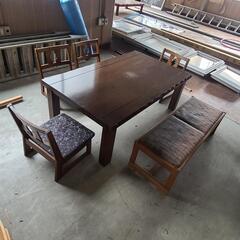 ☆取引中☆ 座卓型こたつ 長椅子1脚＆イス4脚フルセット