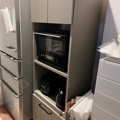 【最終価格】大川家具 レンジ台 幅60 アースグレージュ