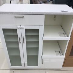 ★ジモティ割あり★  レンジ台 ホワイト H113.5×D46.5×W100.5 クリーニング済み HJ1653