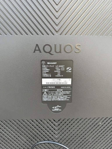 2011年SHARP40型液晶テレビ、ブルーレイディスクレコーダー、テレビボード