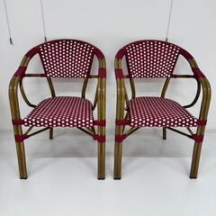 お値下げしました！ ★ほぼ新品★　チェア　椅子　2脚セット　プレジール　(レッド)　j00004
