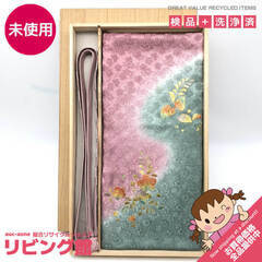 ss5830　未使用品　帯揚げ帯締めセット　グリーン×ピンク　桐...