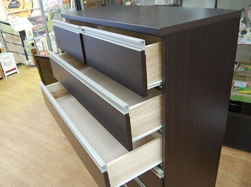 ニトリ 6段 ハイチェスト トラウト 幅100.5×奥42×高123cm ダークブラウン系 たんす 箪笥 タンス 衣類収納 NITOR